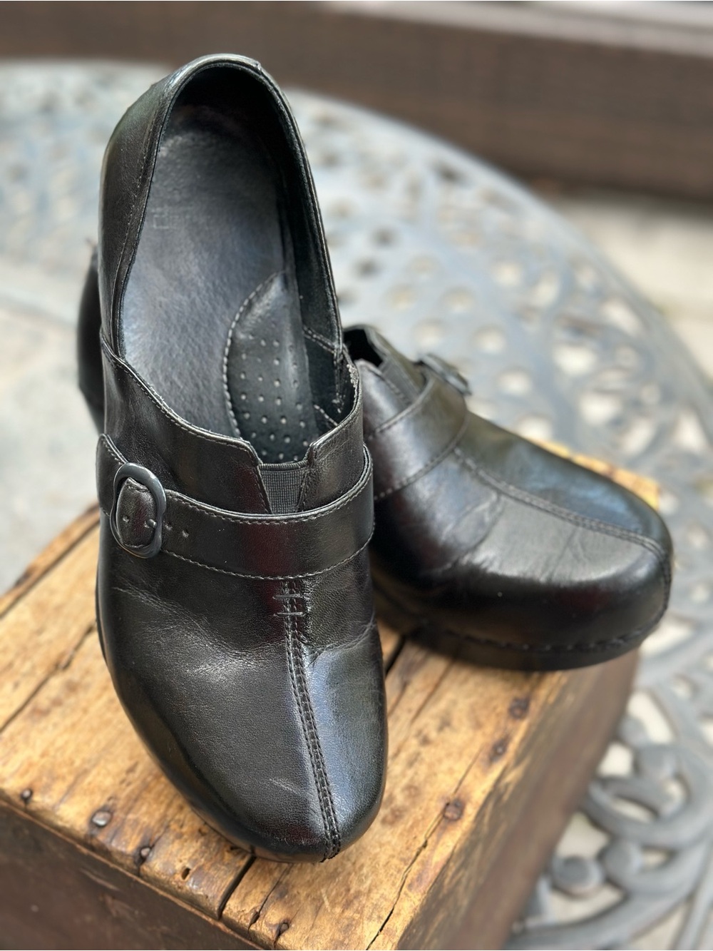 Dansko Tamara Black Leather Shoes Size 40